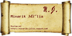 Minarik Júlia névjegykártya